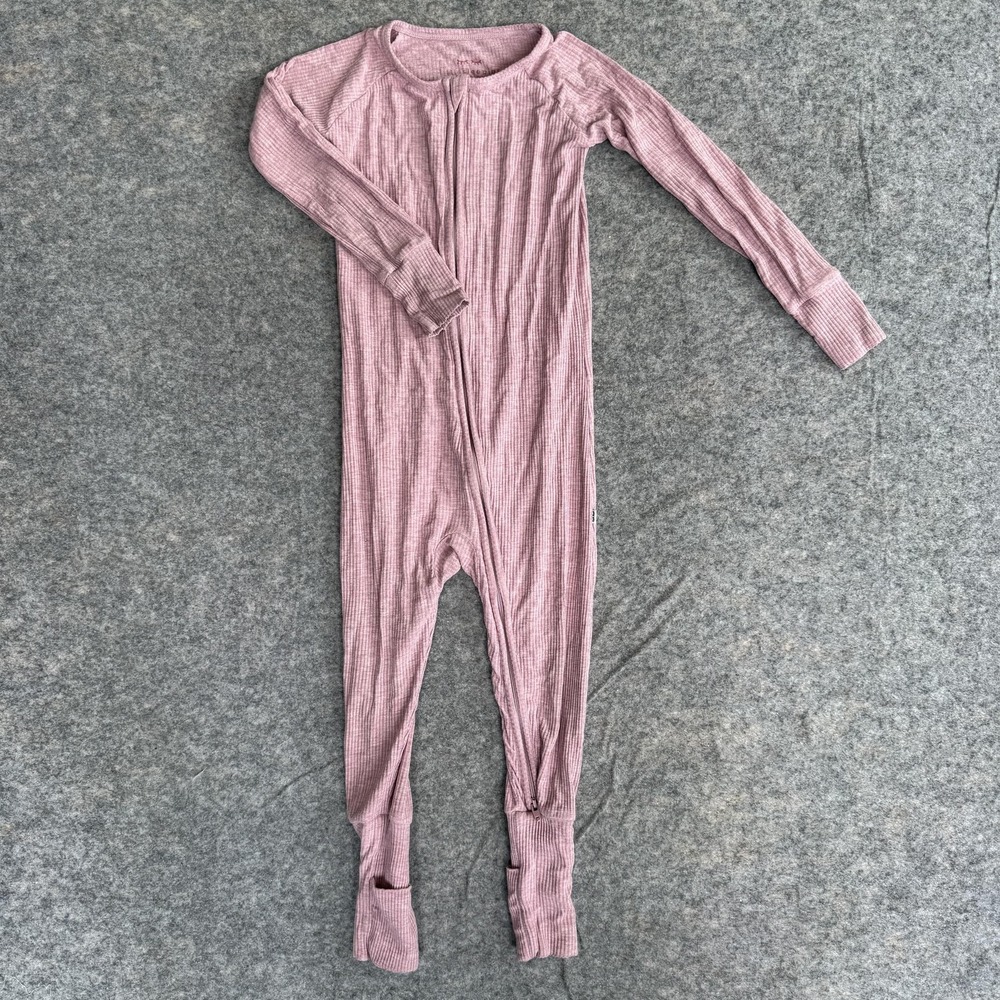 Little Sleepies Pajama One Piece Kids 3T Pink Ribbed‎ Zip Footie Sleeper Zippy